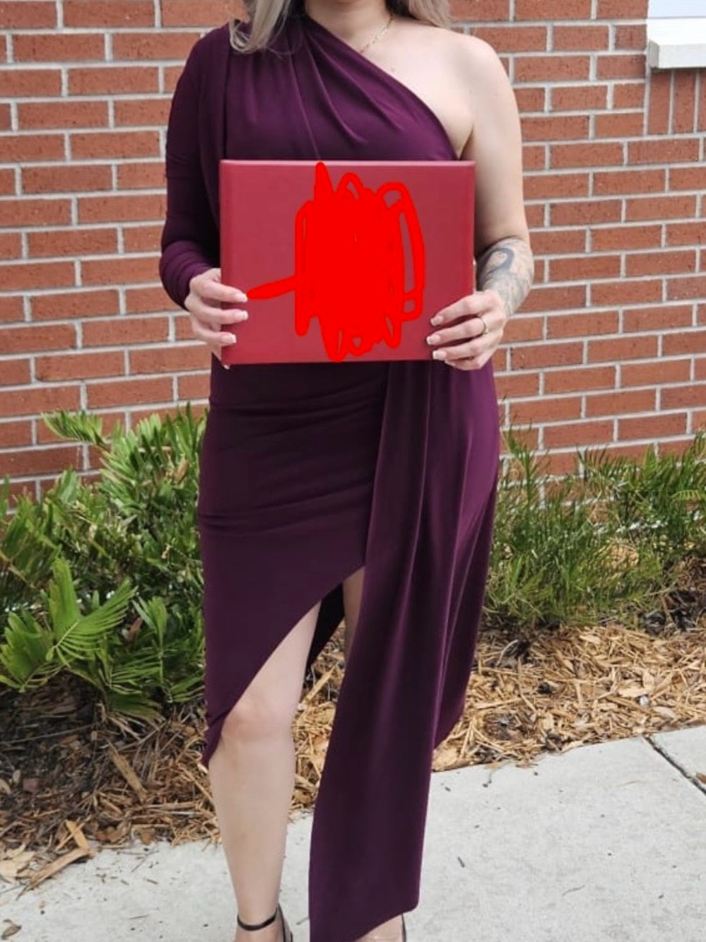 Club L London One-Shoulder Asymmetric Plum Dress